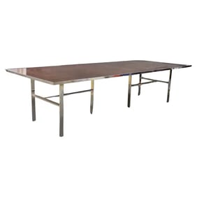 MID CENTURY MODERN ROSEWOOD & CHROME FLATBAR CONFERENCE TABLE