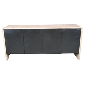 MID CENTURY MODERN EBONIZED MARBLE TOP & MARBLE SIDED SIDEBOARD