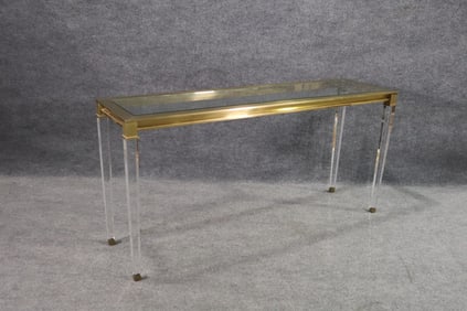 MODERN GLASS LUCITE & MIXED METALS CONSOLE