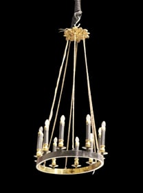 PARZINGER ATTRIBUTED BRONZE CHANDELIER