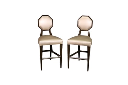 PAIR ARTISTIC FRAME MODERN BAR STOOLS