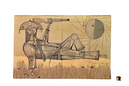 ALDEMIR MARTINS PAINTING ON CANVAS ON BOARD