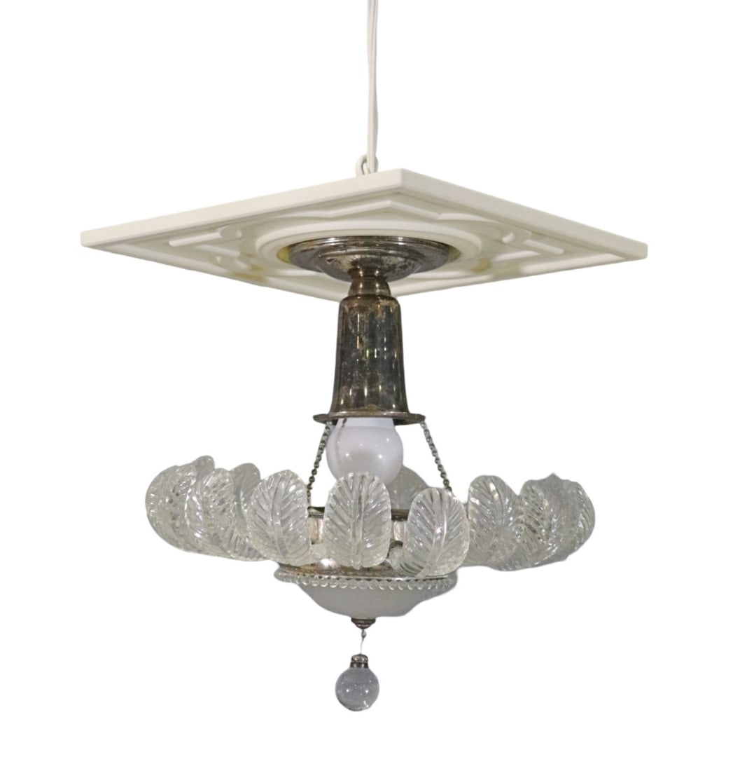 ART DECO FEATHER SHAPED CRYSTAL HANGING LIGHT (1 of 8)