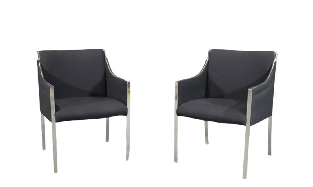 PAIR JENS RISOM CHROME STEEL CHAIRS (1 of 13)