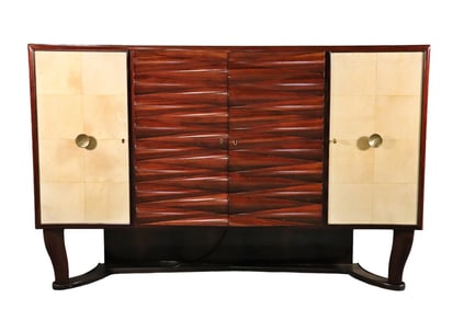 GIO PONTI STYLE PARCHMENT BAR CABINET/SIDEBOARD