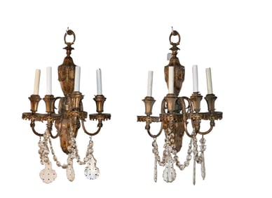 PAIR ADAMS STYLE SIGNED CALDWELL WALL SCONCES