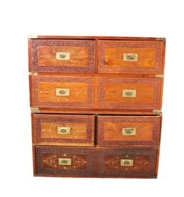 2 SECTION ANTIQUE ENGLISH CAMPAIGN CHESTS