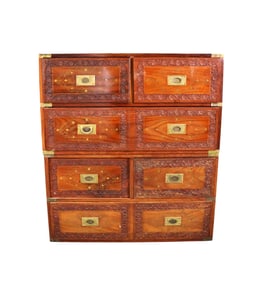 2 SECTION ANTIQUE ENGLISH CAMPAIGN CHESTS