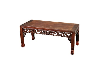 CARVED WOOD LOW BENCH