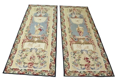 PAIR FRENCH HAND WOVEN TAPESTRY PANELS