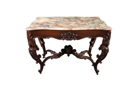 MARBLE TOP VICTORIAN TABLE ATTRIBUTED ALEXANDER ROUX