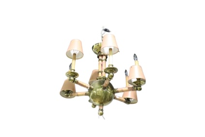 VINTAGE BRONZE & BAMBOO 6 LIGHT CHANDELIER