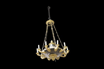 FRENCH EMPIRE STYLE BRONZE FIGURAL CHANDELIER