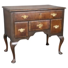 18TH C ENGLISH GEORGIAN BANDED MAHOGANY LOWBOY