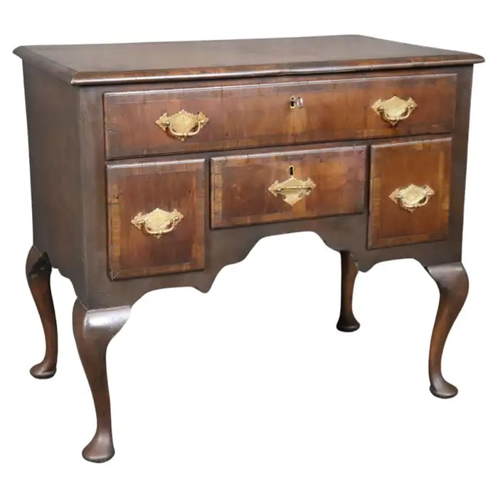18TH C ENGLISH GEORGIAN BANDED MAHOGANY LOWBOY (1 of 13)