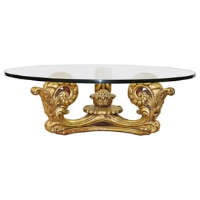 LOUIS XV STYLE GLASS TOP COFFEE TABLE