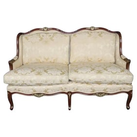FRENCH LOUIS XV STYLE CARVED WALNUT SOFA/SETTEE