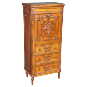 FRENCH LOUIS XV STYLE SECRETARY DESK ABATANT BASKET OF FLOWERS