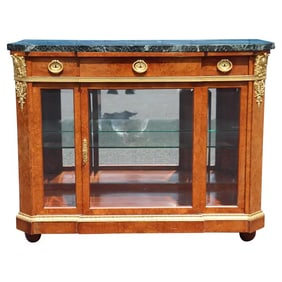 MAISON KRIEGER ATTRIBUTED GILT BRONZE MARBLE BEVELED GLASS BUFFET