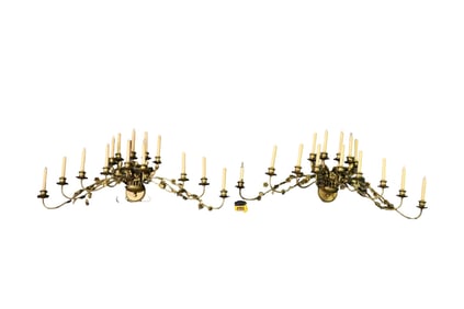 PAIR VINTAGE 14 ARM METAL WALL SCONCES