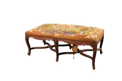 COUNTRY FRENCH NEEDLEPOINT WINDOW BENCH