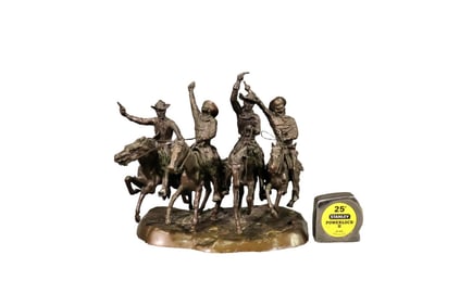 FREDERIC REMINGTON REPLICA BRONZE STATUE COMING THROUGH THE RYE