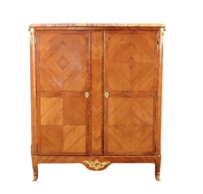 LOUIS XV STYLE MARBLE TOP INLAID CABINET