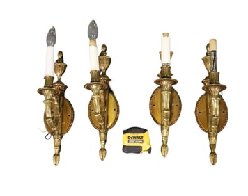 4 BRASS SINGLE ARM SCONCES