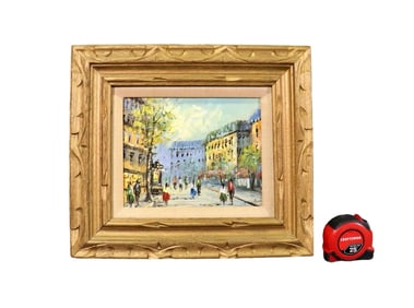 ILLLEGIBLY SIGNED STREET SCENE PAINTING