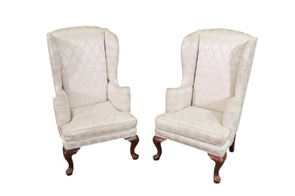 PAIR QUEEN ANNE STYLE CHILDS WING BACK CHAIRS