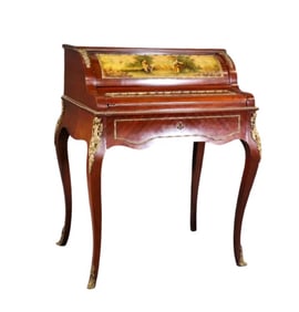 VERNIS MARTIN ATTRIBUTED ROLL TOP DESK