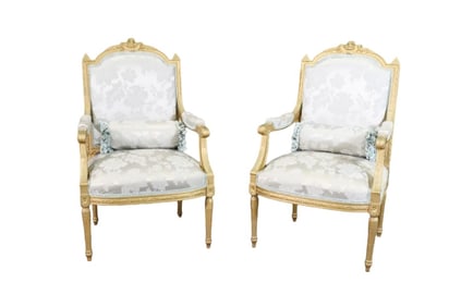 PAIR LOUIS XVI STYLE ARM CHAIRS