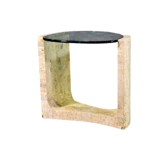 ENRIQUE GARCEL STYLE GLASS TOP END TABLE
