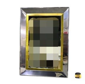 MID CENTURY MODERN CHROME & BRASS MIRROR