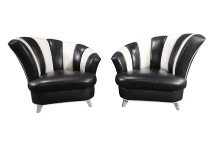 PAIR KAGAN STYLE FAN BACK SLIPPER CHAIRS