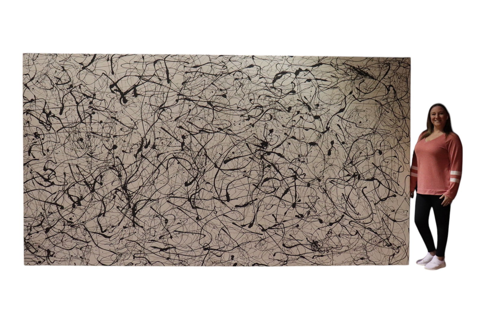 LARGE UNSIGNED ABSTRACT PAINTING ON CANVAS (1 of 11)