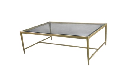 MID CENTURY MODERN  OVERSIZED GLASS TOP COFFEE TABLE