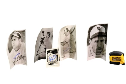 SIGNED HANK GREENBERG, CAL RIPKEN JR., CHARLEY GEHRINGER, JOE GARAGIOLA & JOHNNY VANDER MEER PHOTOS