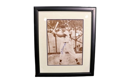 SIGNED JOE DIMAGGIO AT BAT SEPIA PHOTOGRAPH