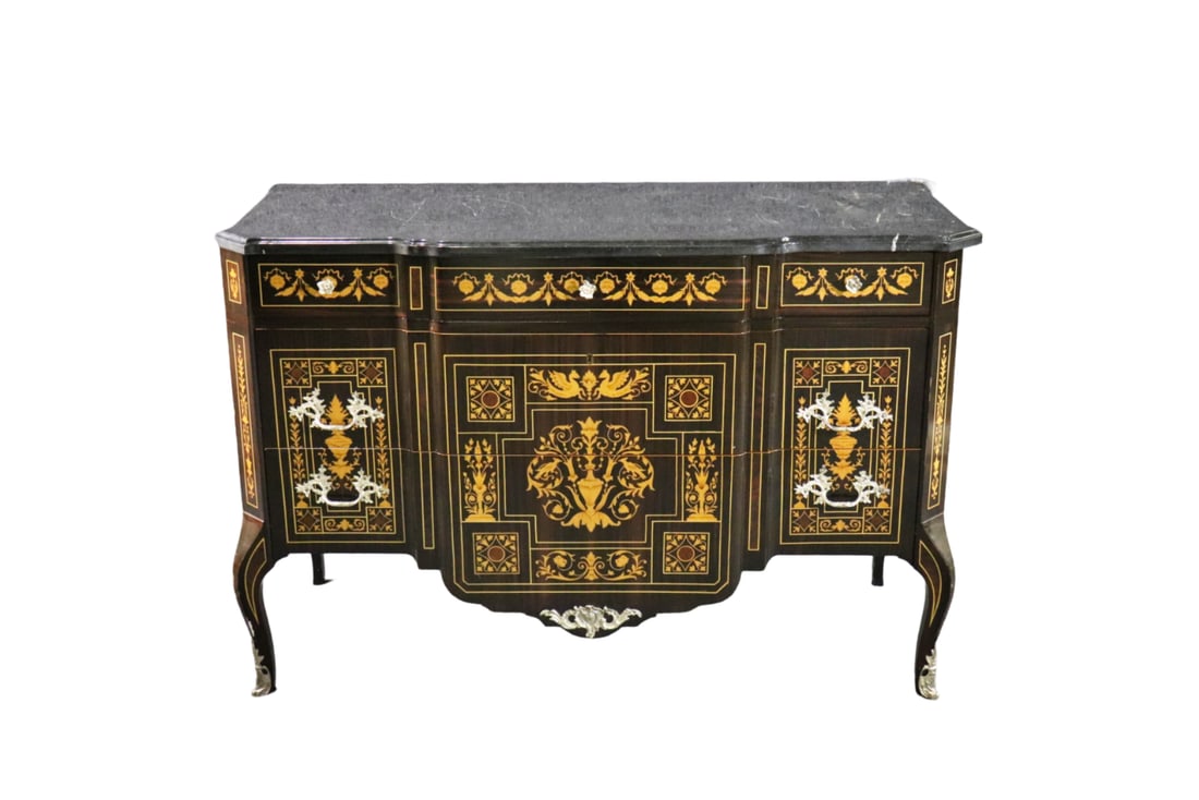 MARBLE TOP INLAID ITALIAN COMMODE (1 of 15)