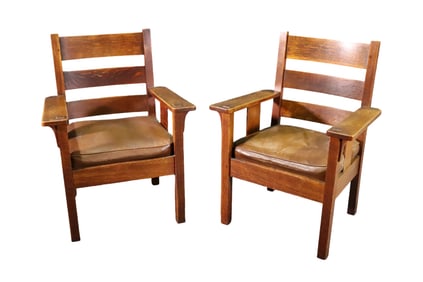 PAIR STICKLEY BROTHERS QUAINT ARM CHAIRS