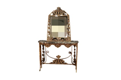 OSCAR BACH MARBLE TOP CONSOLE & MIRROR