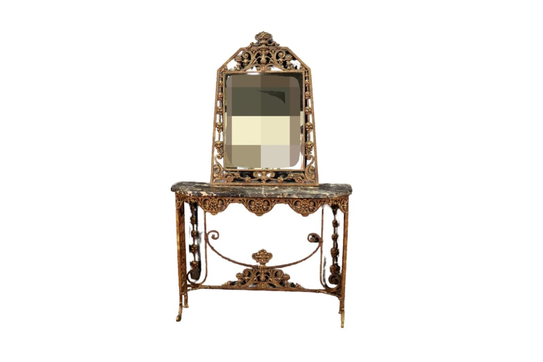 OSCAR BACH MARBLE TOP CONSOLE & MIRROR (1 of 11)