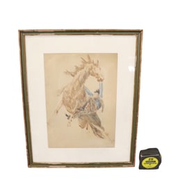 SIGNED EDWARD BOREIN MIXED MEDIA BRONCO