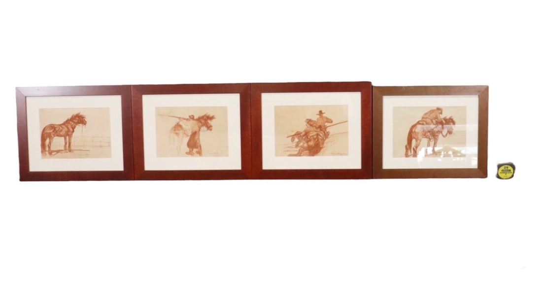SIGNED ROMANO DAZZI 4 PC ITALIAN COWBOY PICTURES (1 of 17)