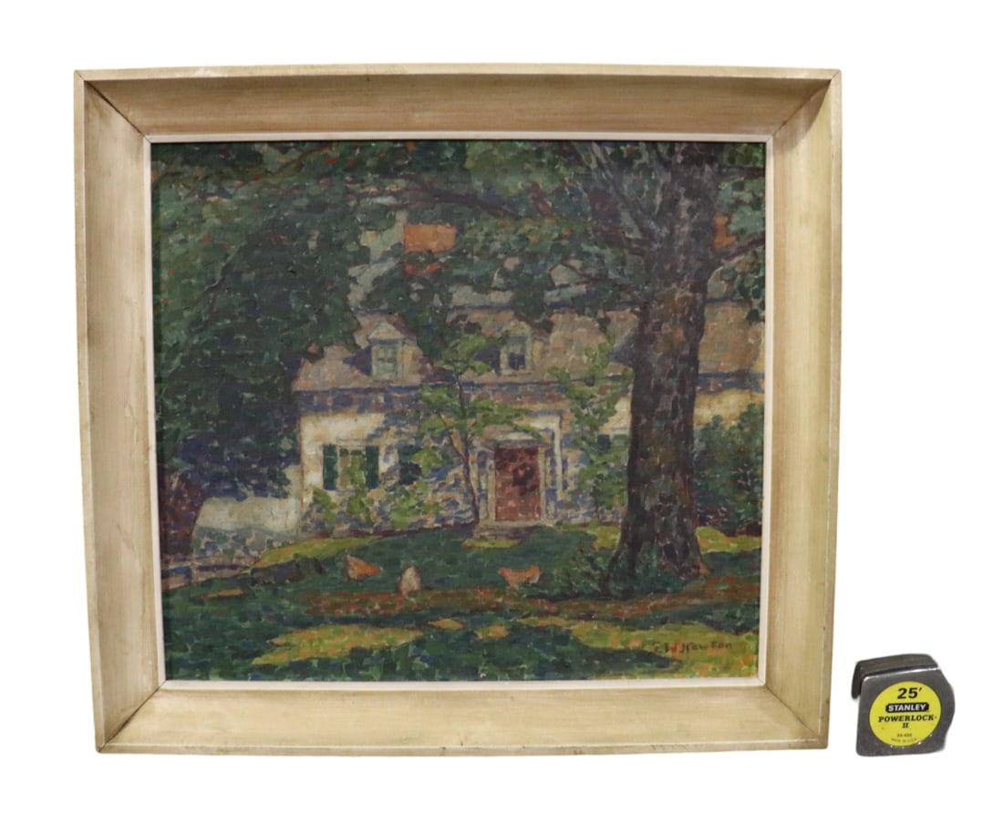 SIGNED NEWTON IMPRESSIONIST OIL PAINTING: Signed Newton lower right. On canvas. Framed measures 21 7/8" h x 23 7/8" w x 1 5/8" d. Painting measures 18" h x 20" w.