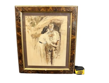 SIGNED CHARLES SARKA ILLUSTRATION MAN & WOMAN