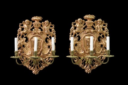 PAIR CALDWELL RENAISSANCE STYLE ORNATE SCONCES