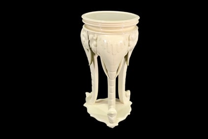 CARVED ELEPHANT FIGURAL LACQUERED PEDESTAL