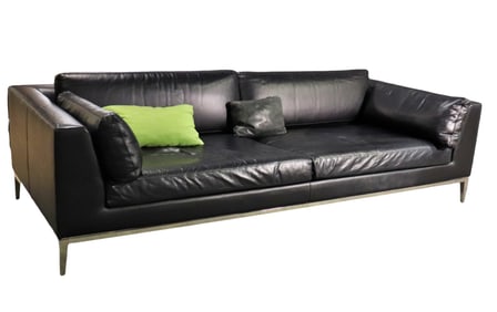 LEATHER & CHROME LOUNGE SOFA